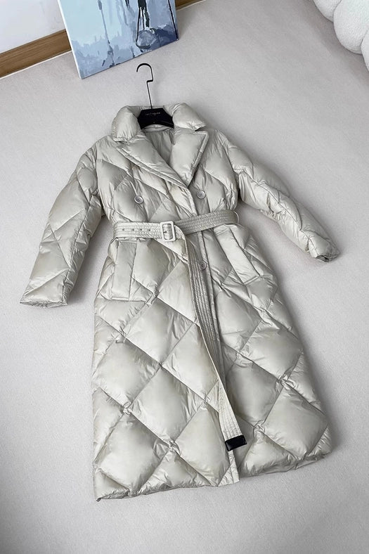 Women Long Down Jacket Down Coat Gray