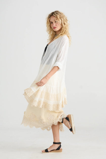 Women's - Earth Angel Lace Edged Skirt - Coconut