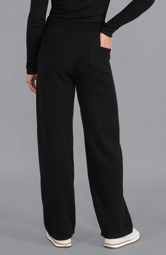 Womens Lambswool Knitted Trousers Black