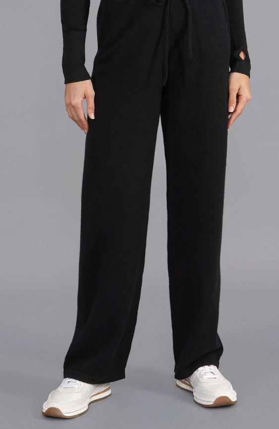 Womens Lambswool Knitted Trousers Black