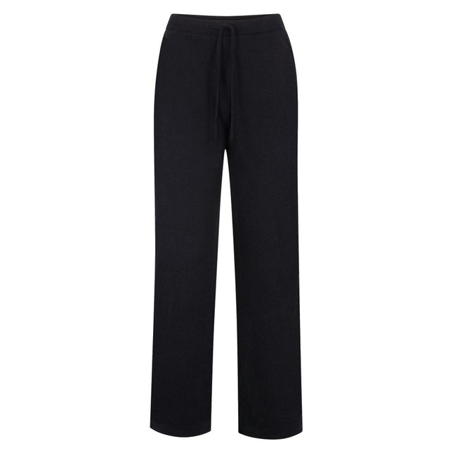 Womens Lambswool Knitted Trousers Black