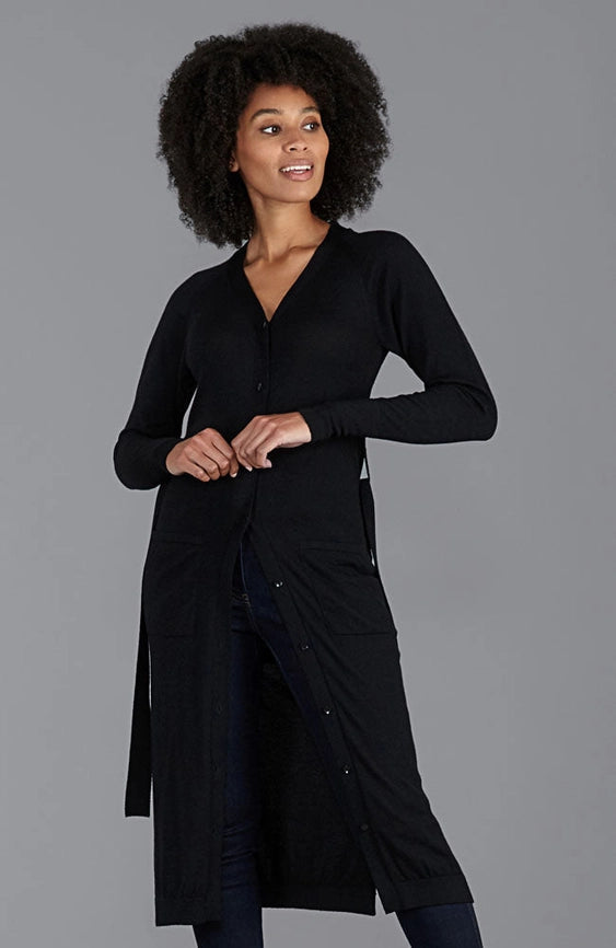 Womens Pure Extrafine Merino Long Cardigan Dress