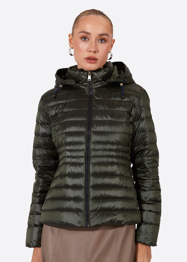 Women's short down jacket HALLEY ROYAL GREEN