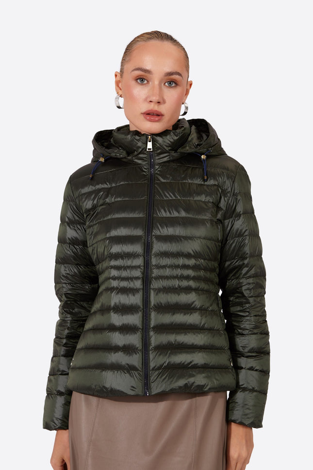 Women's short down jacket HALLEY ROYAL GREEN