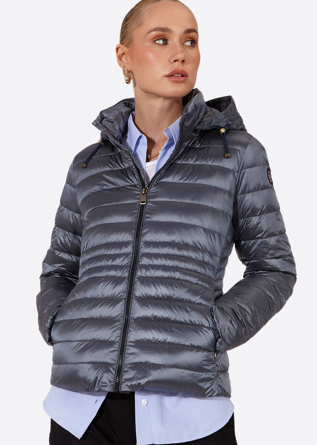 Women's short down jacket HALLEY  STEEL BLUE