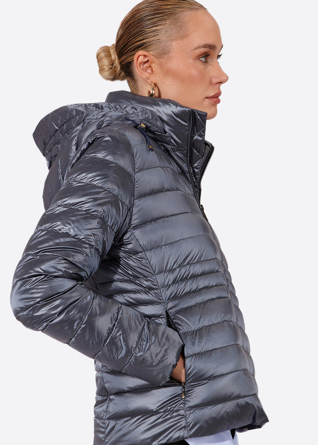 Women's short down jacket HALLEY  STEEL BLUE