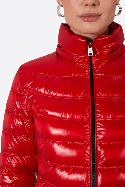 Women's short down jacket ROSALIA Red/c