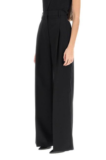 Wool Pants With Darts - Black