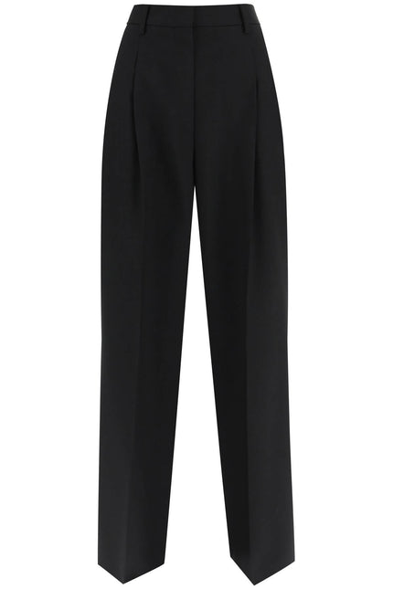 Wool Pants With Darts - Black