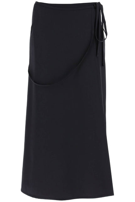 Wool Wrap Skirt With Pockets - Black