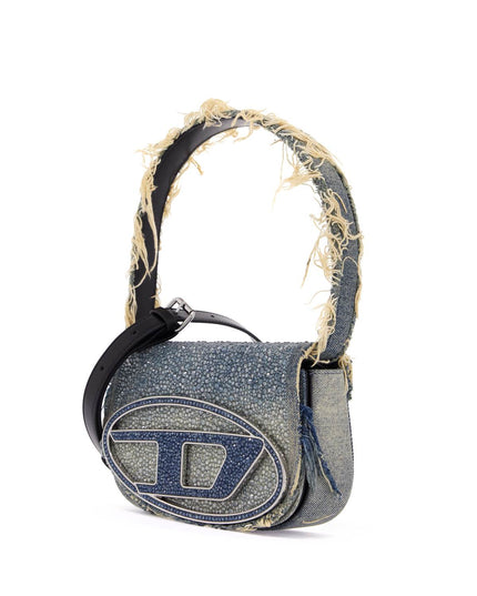 Diesel 1dr denim and crystal shoulder bag