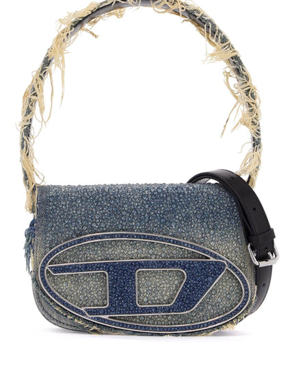 Diesel 1dr denim and crystal shoulder bag