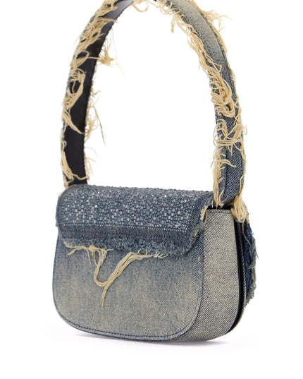 Diesel 1dr denim and crystal shoulder bag