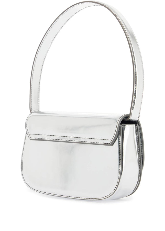 Diesel metallic silver shoulder bag 1dr compact with adjustable strap