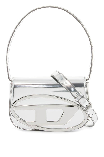 Diesel metallic silver shoulder bag 1dr compact with adjustable strap