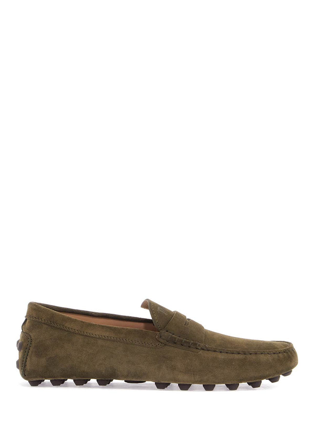 Tod'S olive green suede loafers with rubber sole