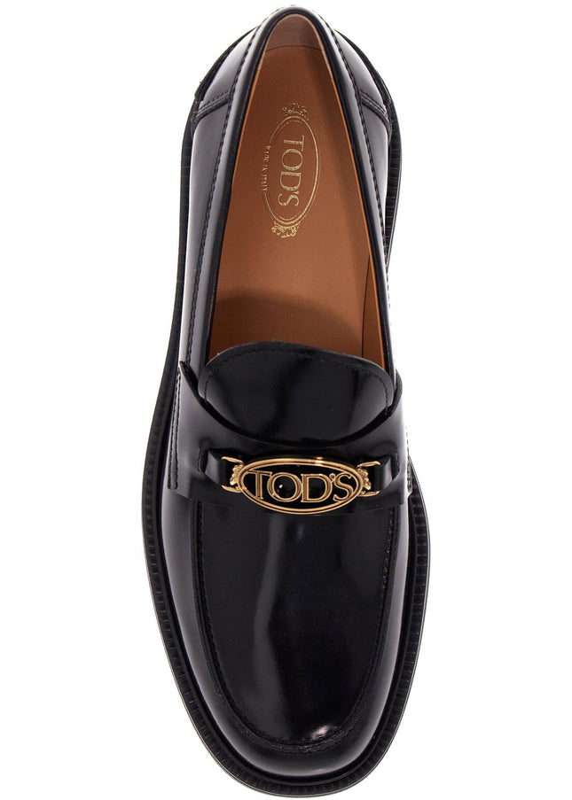 Tod'S metal logo loafers with metal detailing