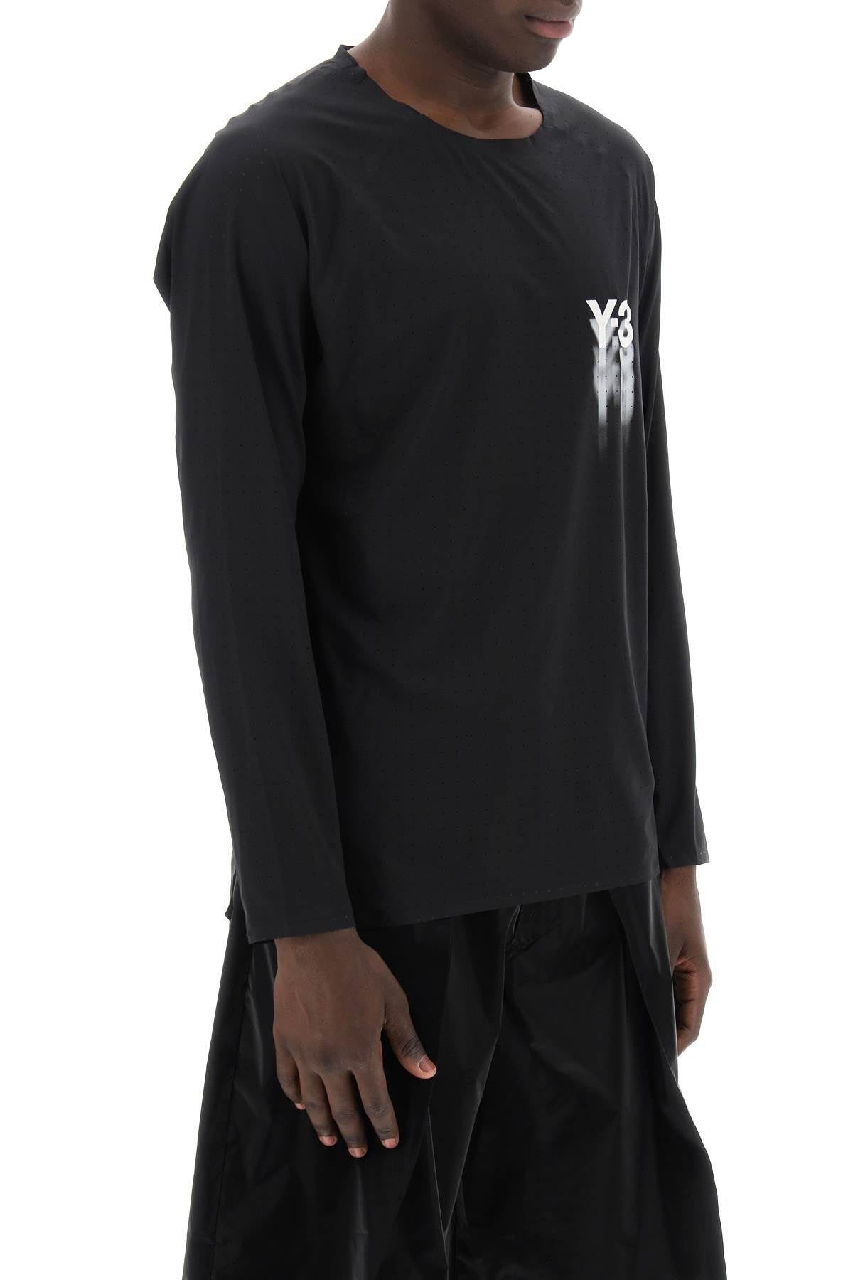 Y-3 long-sleeved perforated jersey t-men > clothing > t-shirts and sweatshirts > t-shirts-Y-3-Urbanheer