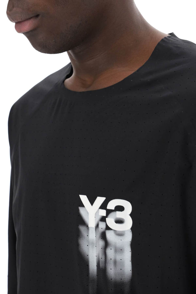 Y-3 long-sleeved perforated jersey t-men > clothing > t-shirts and sweatshirts > t-shirts-Y-3-Urbanheer