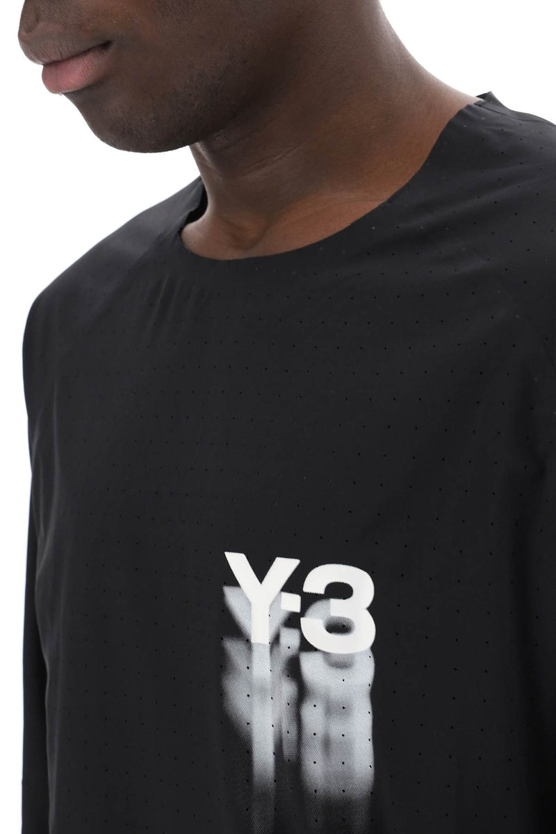 Y-3 long-sleeved perforated jersey t-men > clothing > t-shirts and sweatshirts > t-shirts-Y-3-Urbanheer