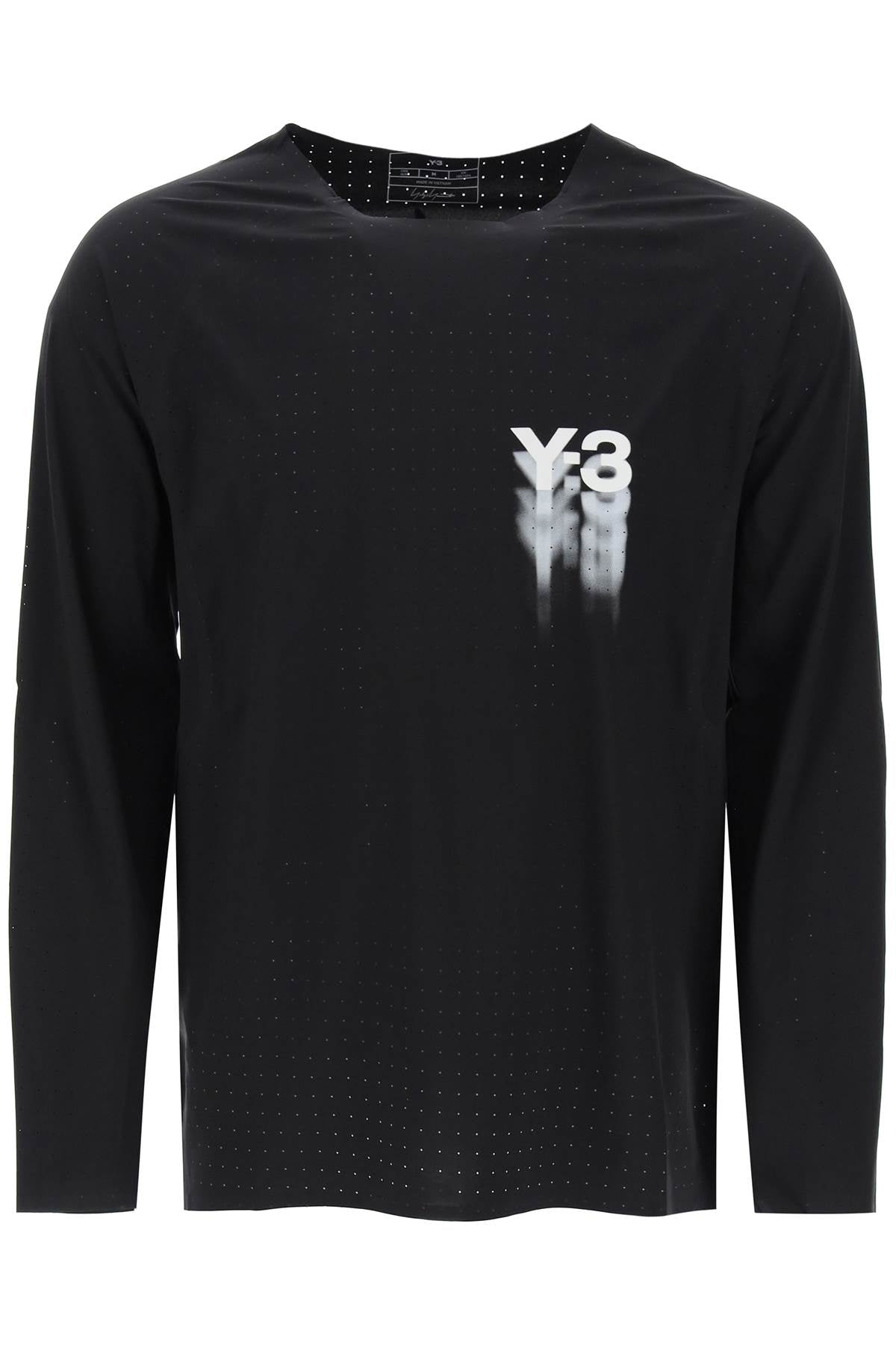Y-3 long-sleeved perforated jersey t-men > clothing > t-shirts and sweatshirts > t-shirts-Y-3-Urbanheer
