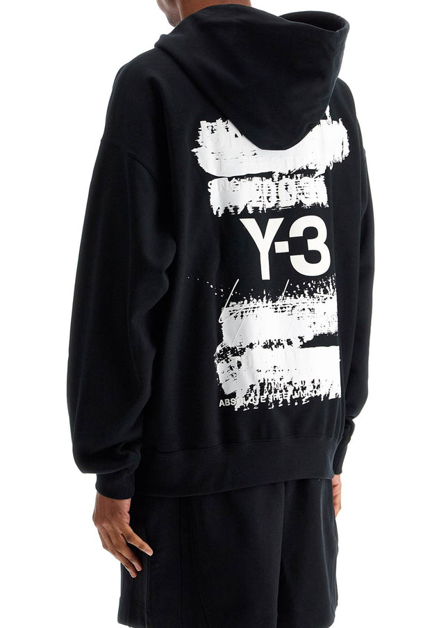 Y-3 black cotton hoodie with gfx print