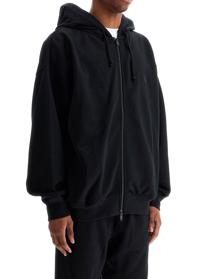 Y-3 black cotton zip hoodie