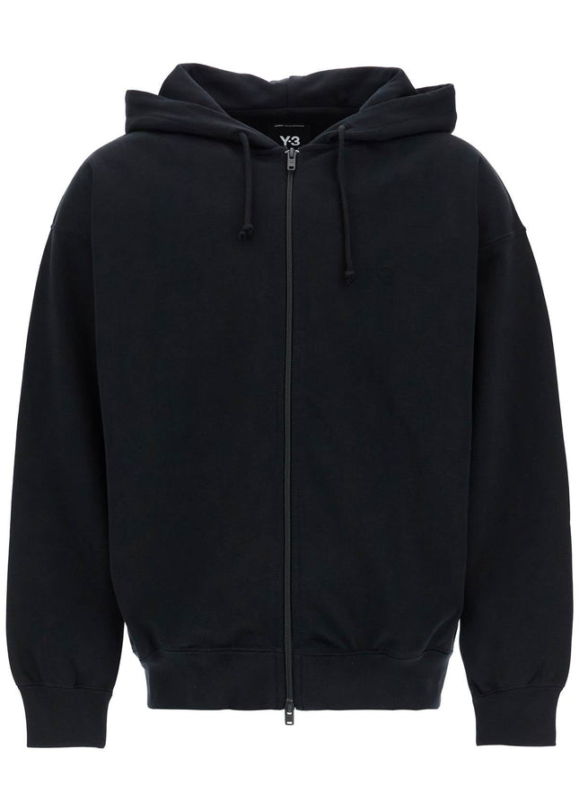 Y-3 black cotton zip hoodie