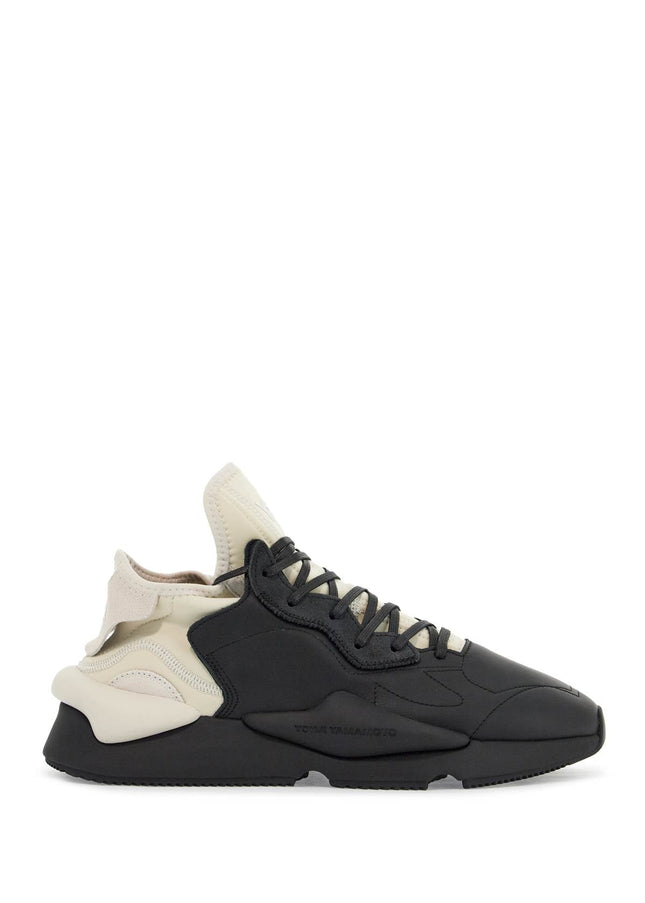 Y-3 black fabric and leather kaiwa sneakers for men