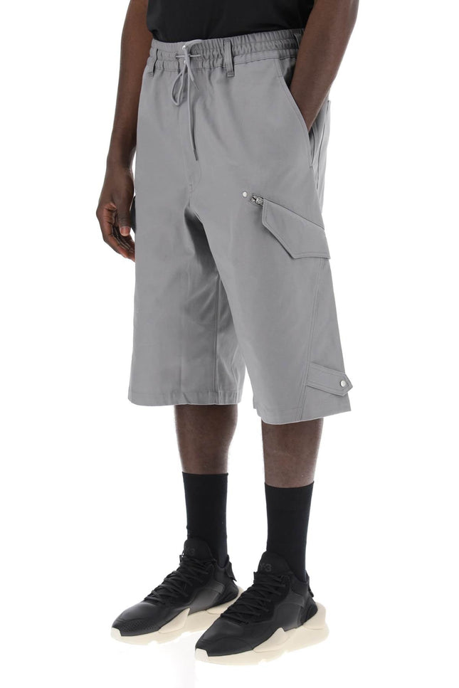 Y-3 canvas multi-pocket bermuda shorts. - Grey