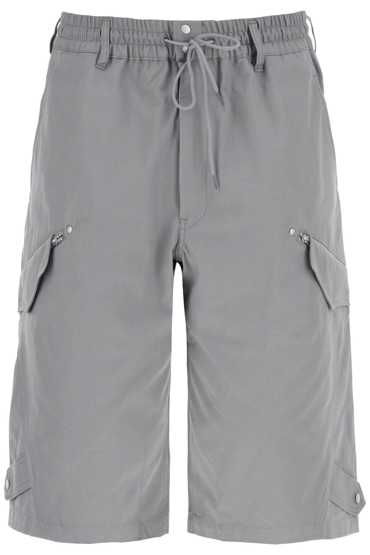 Y-3 canvas multi-pocket bermuda shorts. - Grey