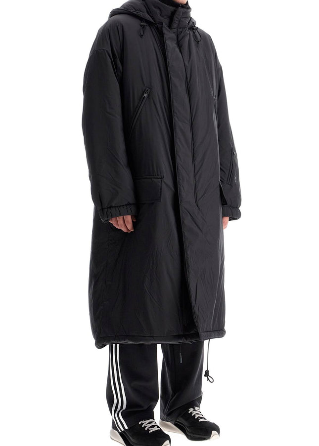 Y-3 long padded nylon parka coat