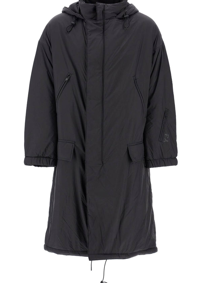 Y-3 long padded nylon parka coat