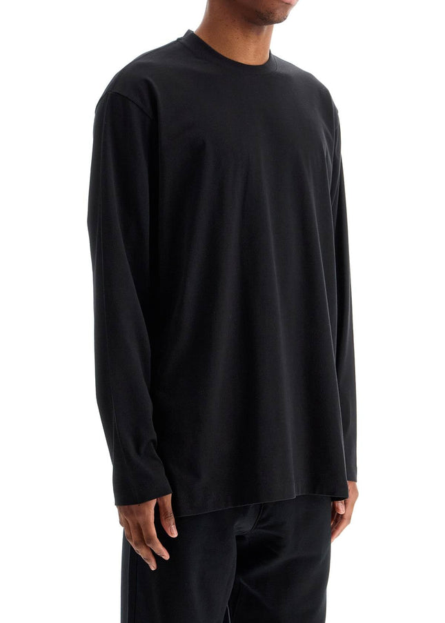 Y-3 long sleeve black cotton t-shirt with men's graphic