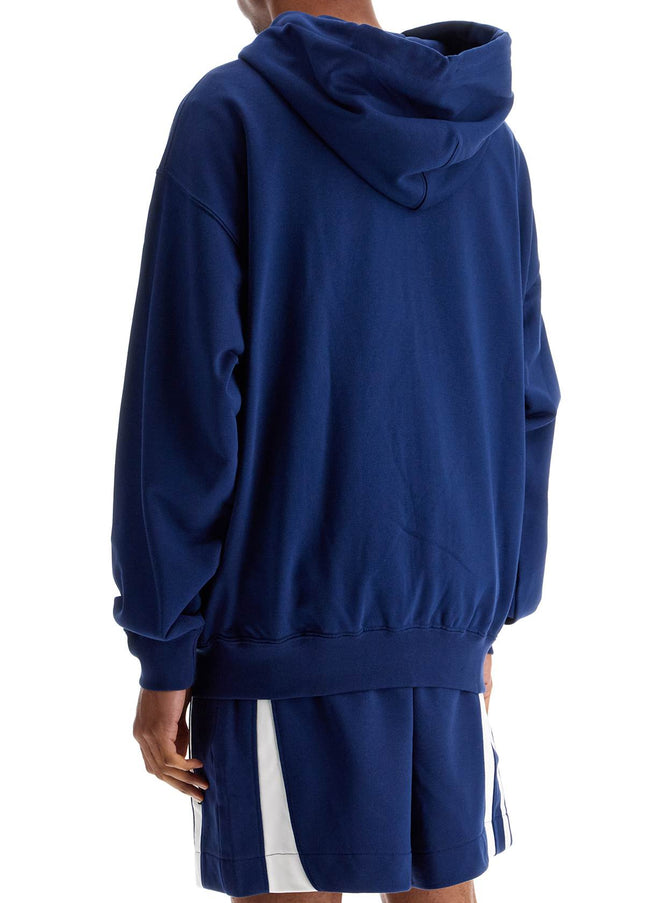 Y-3 men's blue zip hoodie in cotton with recycled polyester