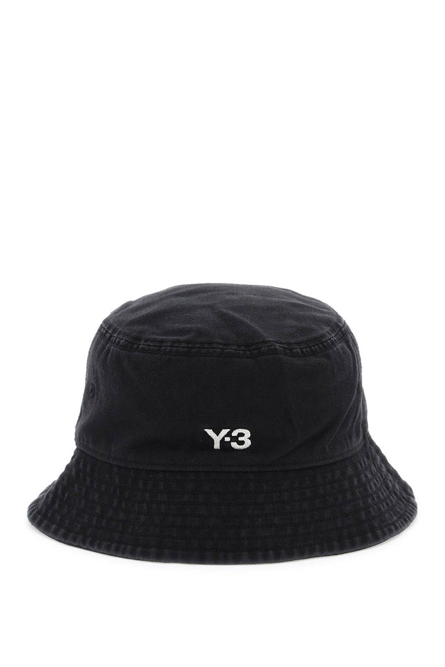 Y-3 washed twill bucket hat with - Black