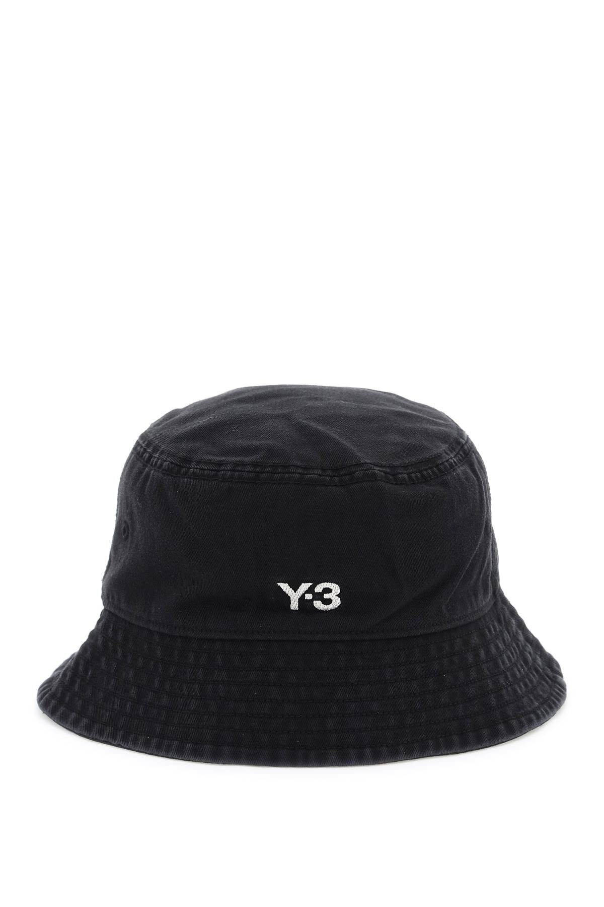 Y-3 washed twill bucket hat with - Black