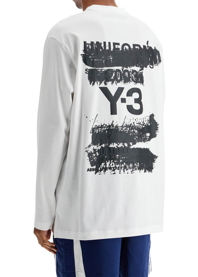 Y-3 white cotton t-shirt with graphic print