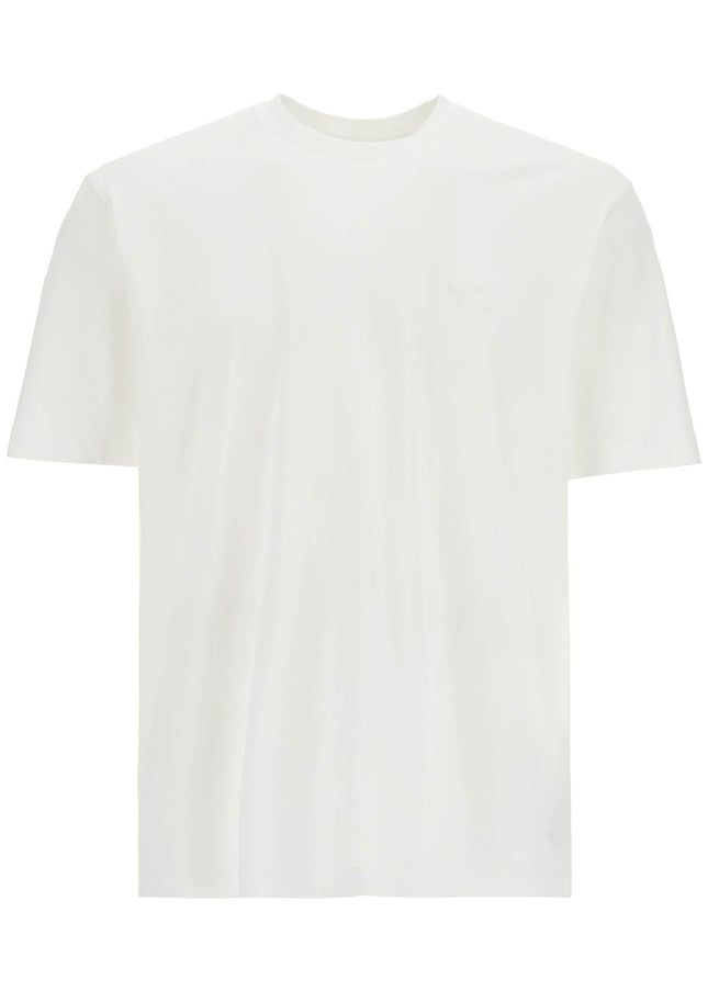 Y-3 white cotton t-shirt with wide neckline