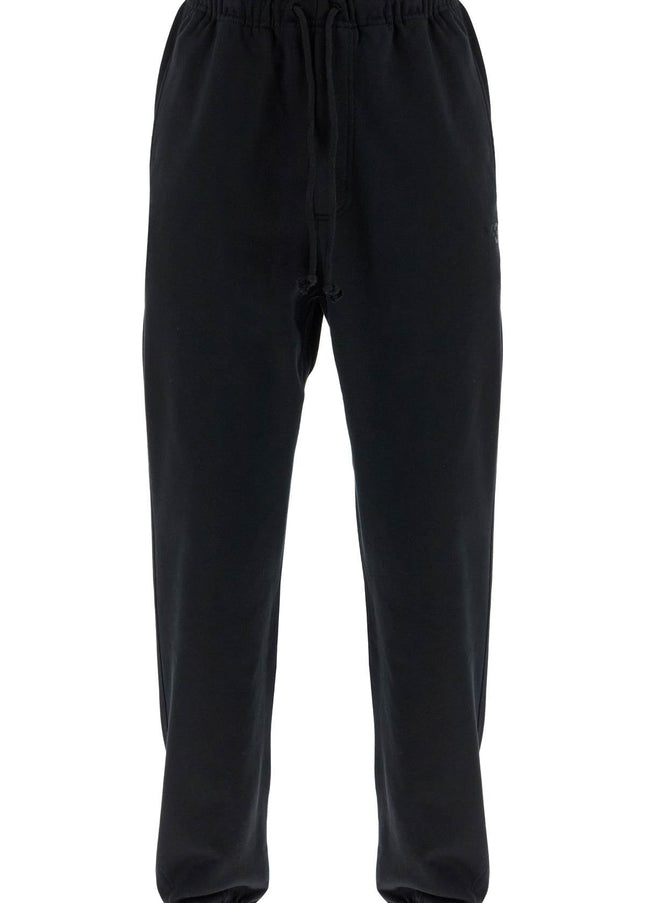 Y-3 wide leg high waist black cotton pants with adjustable drawstring