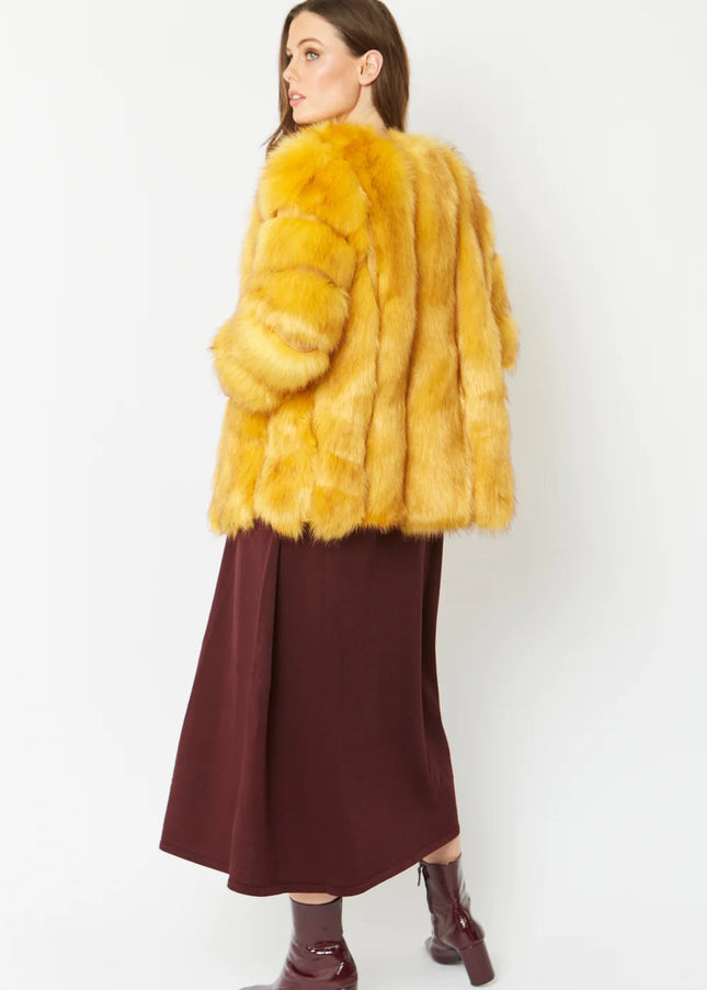 Yellow Faux Fur Coat-1