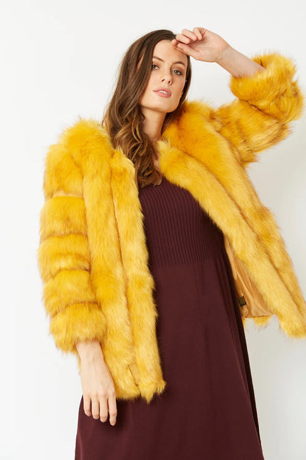 Yellow Faux Fur Coat-2