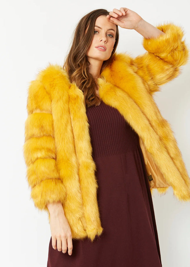 Yellow Faux Fur Coat-2