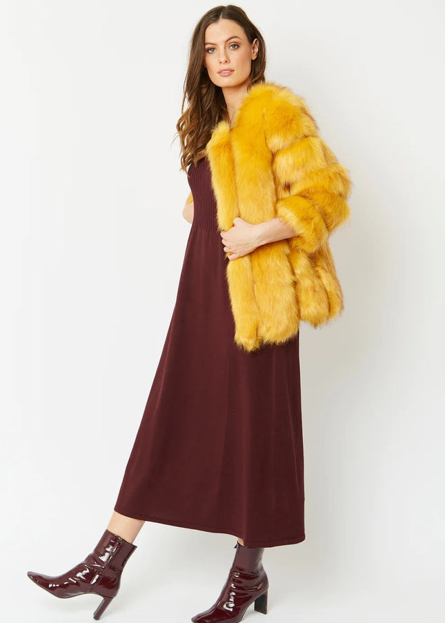 Yellow Faux Fur Coat-3