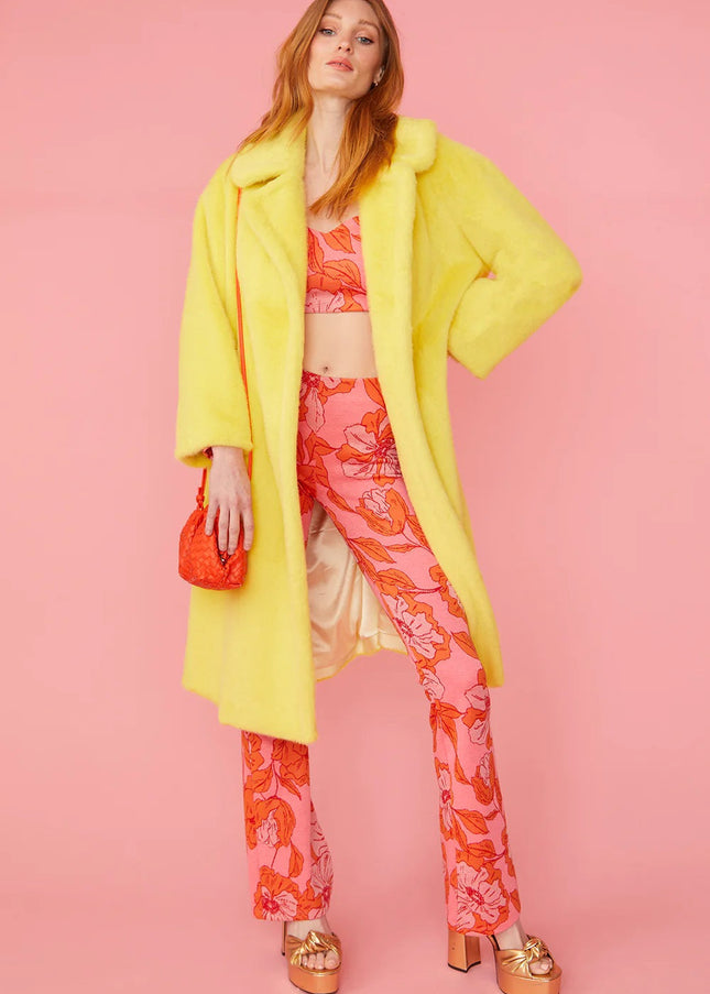 Yellow Faux Fur Duchess Maxi Coat-0