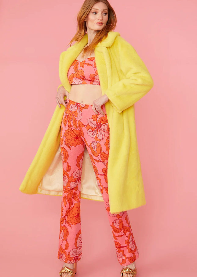 Yellow Faux Fur Duchess Maxi Coat-1