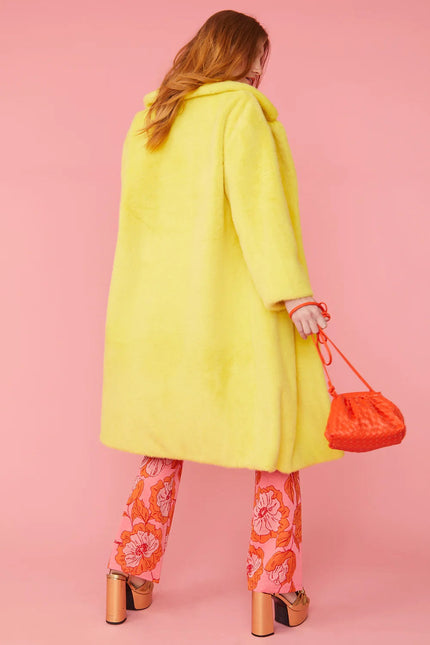 Yellow Faux Fur Duchess Maxi Coat-2