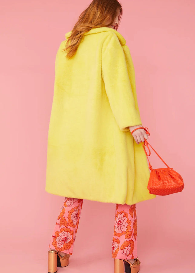 Yellow Faux Fur Duchess Maxi Coat-2