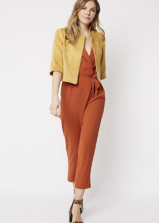 Yellow Faux Suede Jacket-4