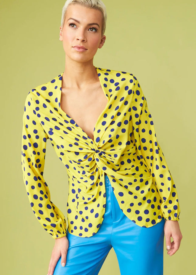 Yellow Silk Blend Polka Dot Parma Blouse-0